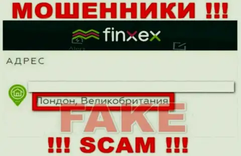 Finxex Com намерены не разглашать о своем настоящем адресе регистрации