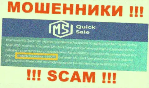 Показанная лицензия на web-сайте MS Quick Sale, никак не мешает им прикарманивать финансовые вложения клиентов - это ВОРЮГИ !!!