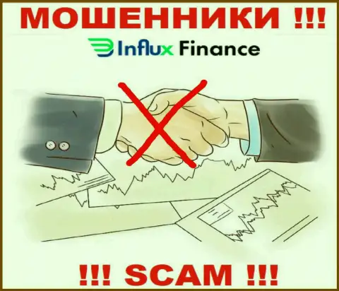 На web-портале аферистов InFlux Finance нет ни слова о регуляторе конторы