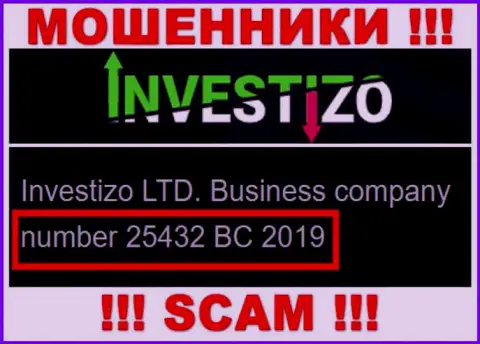 Investizo LTD internet мошенников Investizo Com зарегистрировано под вот этим регистрационным номером - 25432 BC 2019