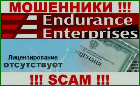 На онлайн-ресурсе Endurance Enterprises не приведен номер лицензии на осуществление деятельности, а значит, это мошенники