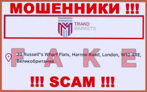 Представленный официальный адрес на веб-сервисе TrandMarkets Com - ФЕЙК !!! Избегайте данных мошенников