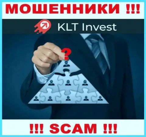 Нет возможности разузнать, кто является непосредственными руководителями компании КЛТ Инвест - стопроцентно мошенники