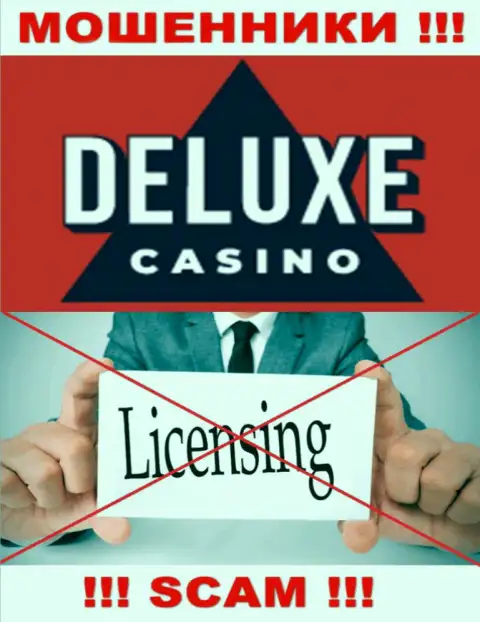 Отсутствие лицензии у компании Deluxe Casino, лишь доказывает, что это internet-кидалы