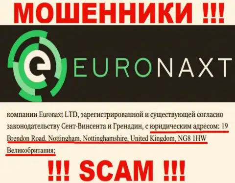 Официальный адрес конторы EuroNax на ее веб-сервисе фиктивный - это СТОПУДОВО МОШЕННИКИ !