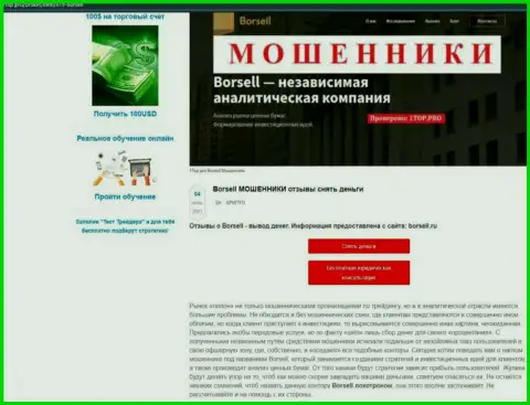 Обзор афер scam-организации Borsell Ru - это МОШЕННИКИ !