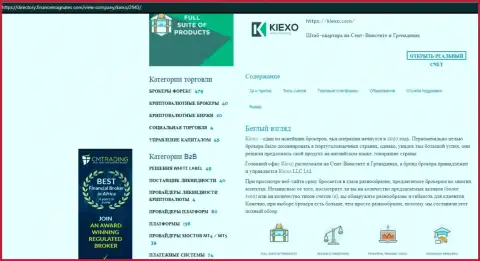 Материал об торговых условиях форекс дилингового центра Kiexo Com, опубликованный на веб-сайте Директори ФинансМагнатес Ком