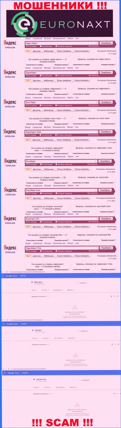 Онлайн-запросы по мошенникам EuroNaxt Com