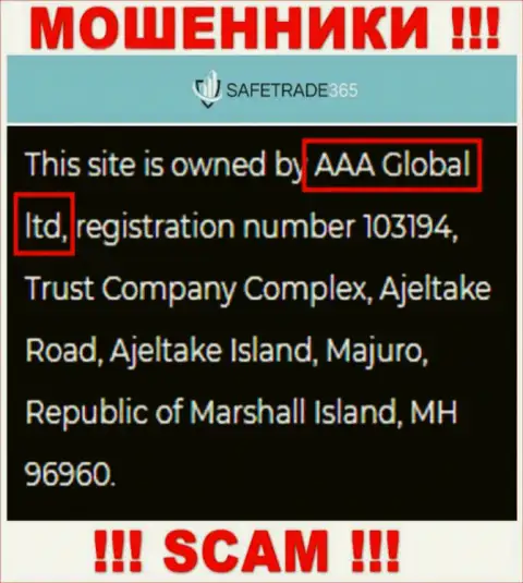 AAA Global ltd - это организация, которая владеет мошенниками SafeTrade365