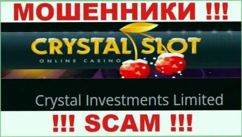 Организация, владеющая кидалами CrystalSlot - это Кристал Инвестментс Лимитед