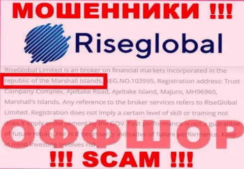 Будьте весьма внимательны интернет мошенники RiseGlobal Ltd зарегистрированы в оффшоре на территории - Marshall's Islands