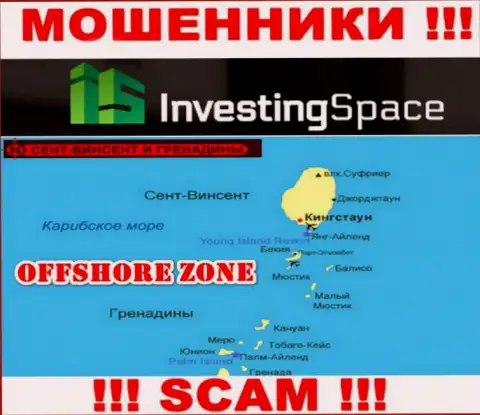 Инвестинг-Спейс Ком базируются на территории - St. Vincent and the Grenadines, избегайте работы с ними