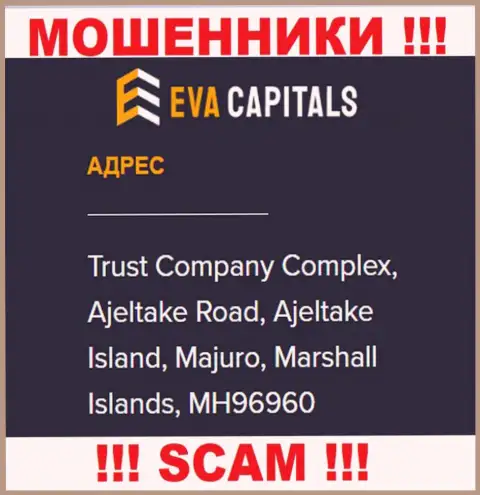 На интернет-сервисе EvaCapitals Com показан оффшорный адрес организации - Комплекс трастовой компании, Аджелтейк Роад, Аджелтейк Исланд, Маджуро, Маршалловы острова, MH96960, будьте весьма внимательны - это воры
