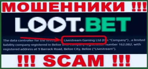 Вы не убережете собственные денежные средства взаимодействуя с организацией Loot Bet, даже в том случае если у них есть юридическое лицо Livestream Gaming Ltd