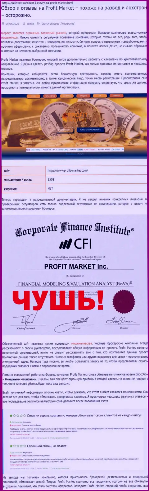 Profit Market Inc. - это МОШЕННИКИ !!! Доверять очень опасно (обзор мошеннических действий)
