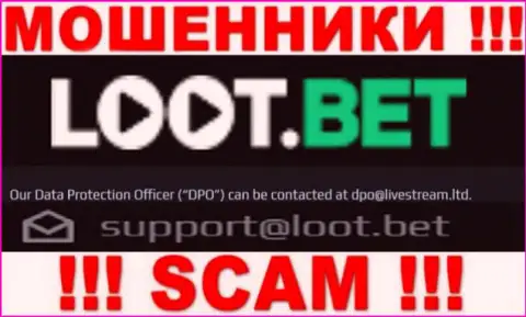 Связаться с аферистами Loot Bet можете по этому адресу электронной почты (инфа взята была с их сайта)