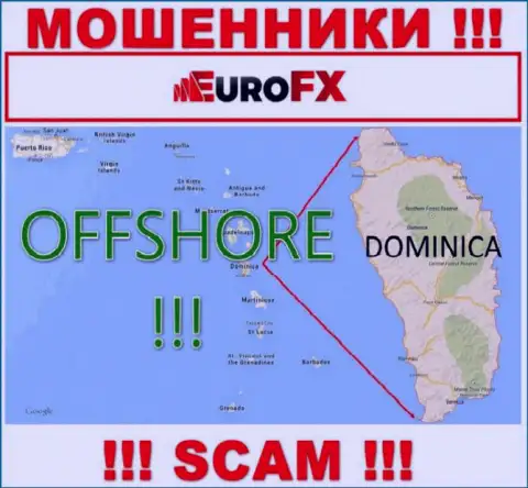Доминика - офшорное место регистрации мошенников Евро ФХ Трейд, предложенное на их веб-сайте