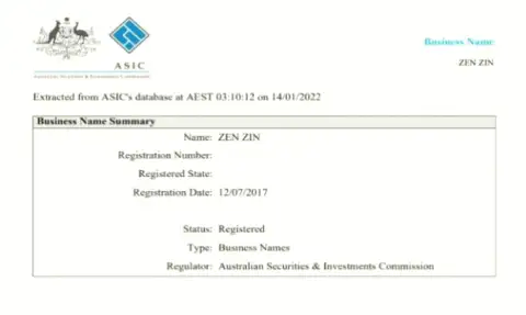 Юридические сданные о регистрации биржевой организации Зинеера Ком