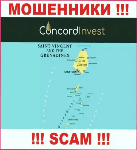 St. Vincent and the Grenadines - именно здесь, в офшоре, отсиживаются internet мошенники ConcordInvest