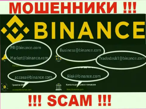 Рискованно связываться с internet мошенниками Бинансе Ком, даже через их адрес электронного ящика - жулики