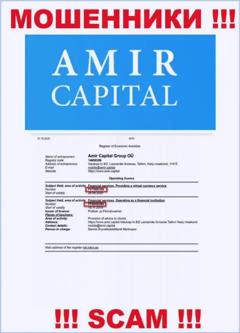 Амир Капитал показывают на web-портале номер лицензии, несмотря на это цинично надувают реальных клиентов