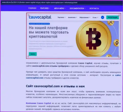 О положительных сторонах forex-дилера Cauvo Capital на сайте obzorx ru