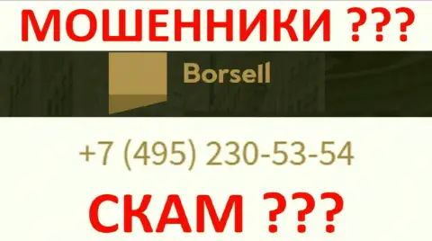 С какого именно телефонного номера станут названивать internet мошенники из организации Борселл неведомо, у них их множество