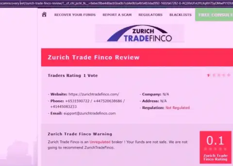 Детальный обзор ZurichTradeFinco Com, рассуждения клиентов и доказательства мошеннических ухищрений
