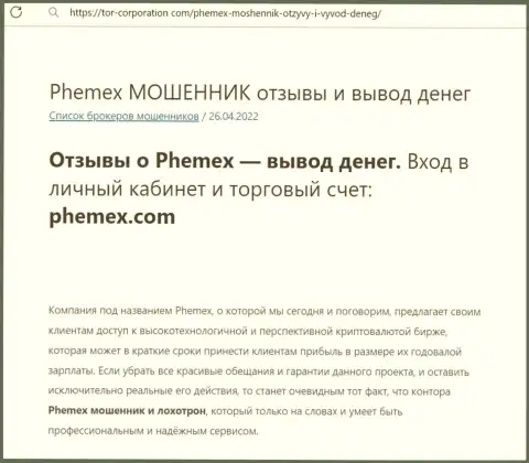 Надувательство во всемирной сети internet ! Обзорная статья о деяниях internet-мошенников PhemEX