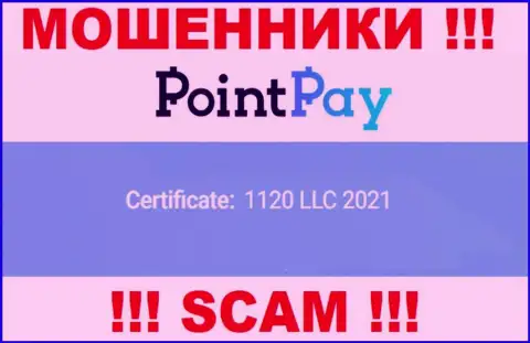 Рег. номер Поинт Пей, который размещен обманщиками на их онлайн-сервисе: 1120 LLC 2021