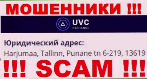 UVCExchange Com - это преступно действующая организация, которая прячется в оффшоре по адресу Harjumaa, Tallinn, Punane tn 6-219, 13619
